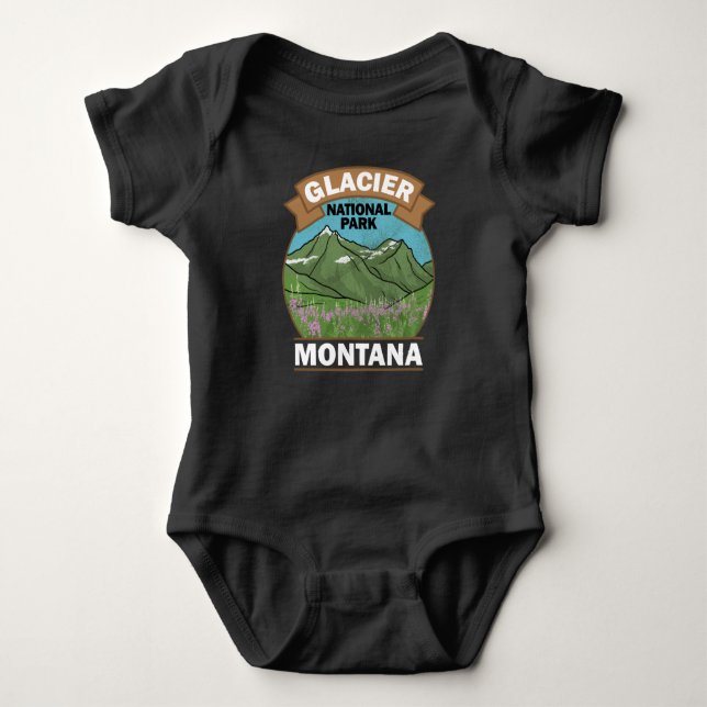 Souvenir Vintage Montana Glacier national Park Baby Bodysuit (Front)