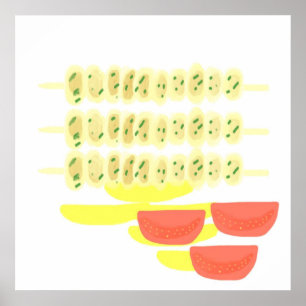 souvlaki greek food painting art poster