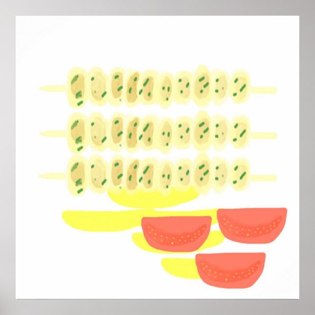 souvlaki greek food painting art poster (Front)