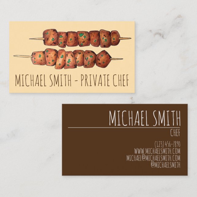 Souvlaki Meat Pork Skewer Greek Fast Food Greece Business Card (Front/Back)
