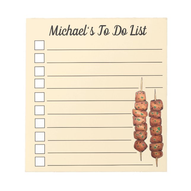Souvlaki Meat Pork Skewer Greek Fast Food Greece Notepad (Front)