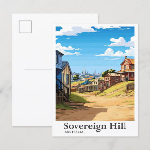 Sovereign Hill Australia Travel Illustration Postcard