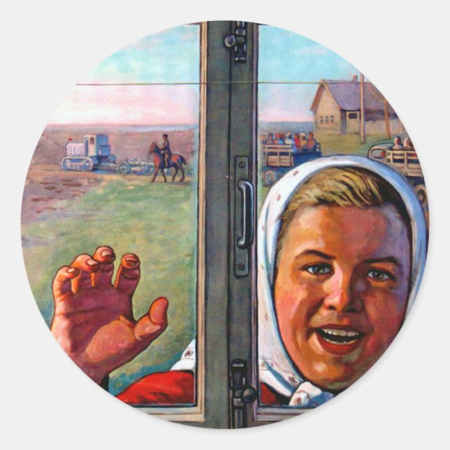 Soviet Agricultural Porpaganda Classic Round Sticker (Front)