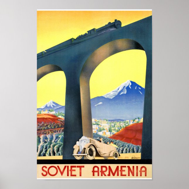 Soviet Armenia Vintage Travel Poster Restored (Front)