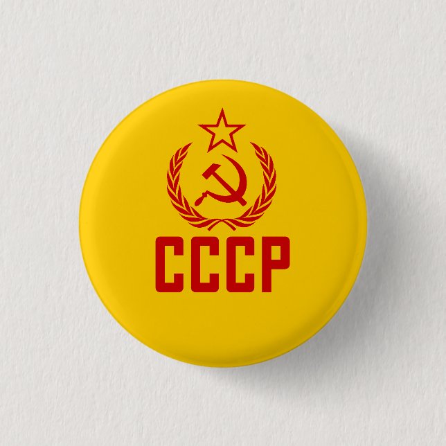 Soviet Crest And Sickle CCCP 3 Cm Round Badge (Front)