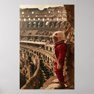 Soviet Female Astronaut Lands Inside the Cosmos Po Poster