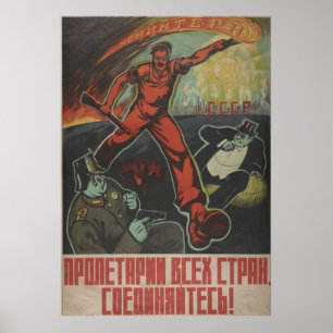 Soviet Propaganda  Workers of the World  Unite Poster