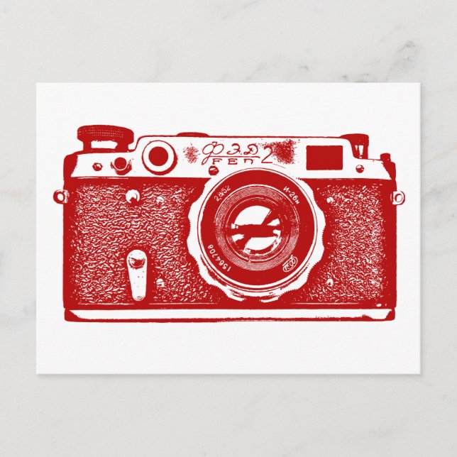 Soviet Russian Camera - Ruby Red Postcard (Front)