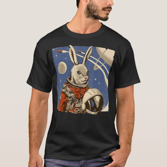 Soviet Space Rabbit Animal Astronaut Graphic Easte T-Shirt (Front)