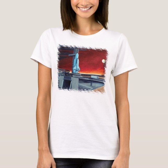 Soviet Space Shuttle Full Moon Launchpad Concept T-Shirt (Front)
