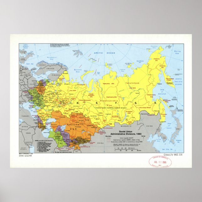 Soviet Union Administrative Divisions Map (1983) Poster (Front)
