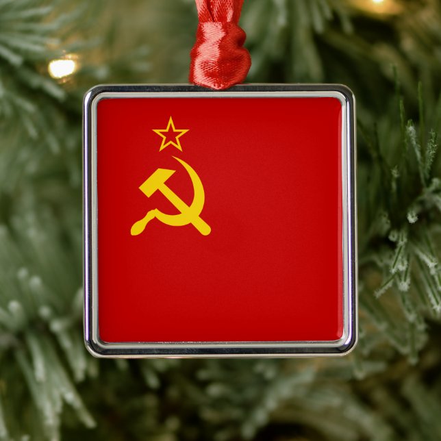 Soviet Union (USSR) (Communist Hammer and Sickle) Metal Ornament (Tree)