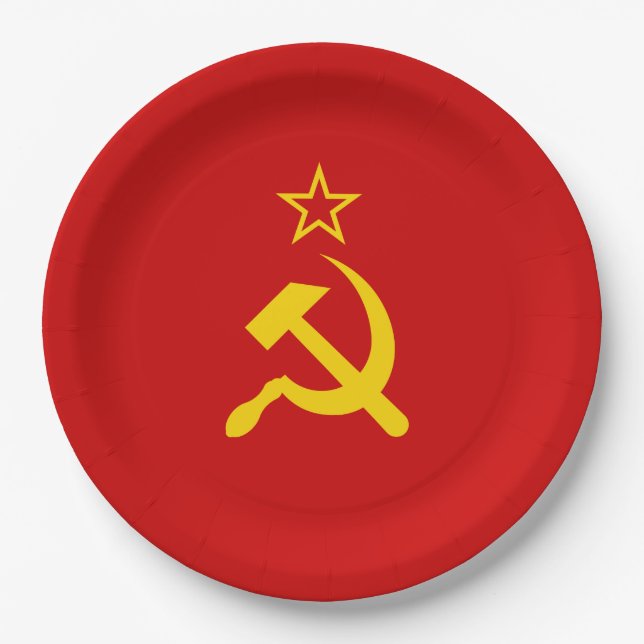 Soviet Union (USSR) (Communist Hammer and Sickle) Paper Plate (Front)
