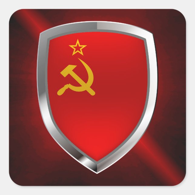 Sovietic Union Mettalic Emblem Square Sticker (Front)