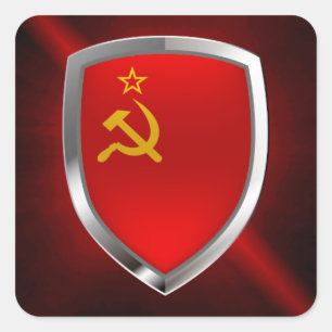 Sovietic Union Mettalic Emblem Square Sticker