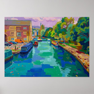 Sowerby Bridge Canal Basin Fauvist Style Painting Poster