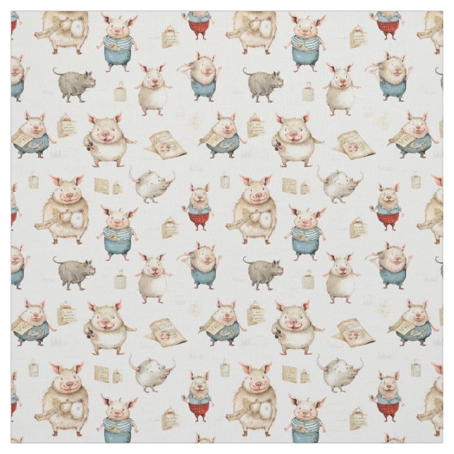 Sowful Delight: Whimsy Pig Fabric (Swatch)