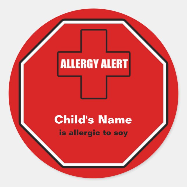Soy Allergy Medical Alert Custom Sml Sticker (Front)