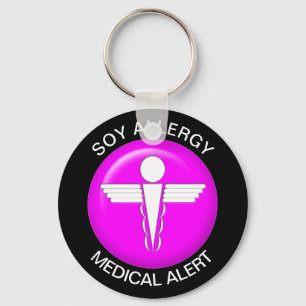 Soy Allergy Medical Alert Pink Key Ring