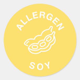 Soy Allergy Warning Classic Round Sticker