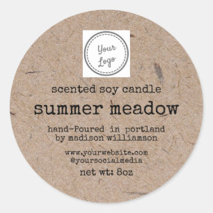 Soy Candle Kraft paper Add Your Logo Classic Round Sticker