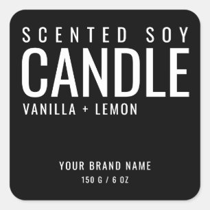 Soy candle packaging cosmetic black label