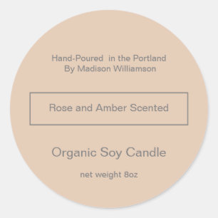 Soy Candle   Simple Blush and Grey Classic Round Sticker