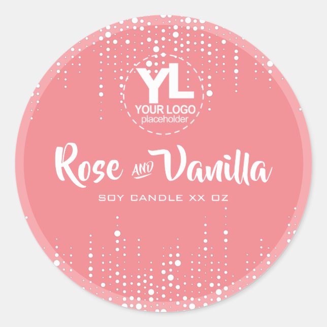 Soy Candles Packaging Dripping Rain Glitter Pink Classic Round Sticker (Front)