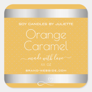 Soy Candles Packaging Labels Silver Orange Caramel
