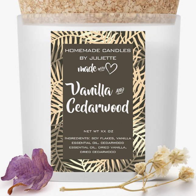 Soy Candles Tropical Leaves Brown Leaf Packaging Food Label (Creator Uploaded)