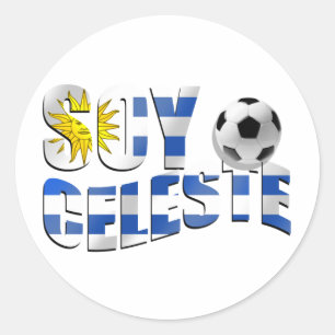 Soy Celeste Uruguay flag Futbol soccer ball logo Classic Round Sticker