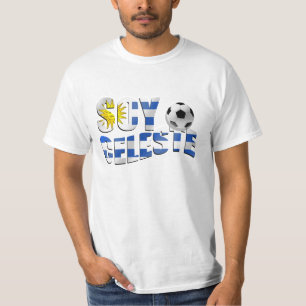 Soy Celeste Uruguay flag Futbol soccer ball logo T-Shirt