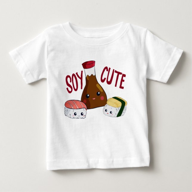 Soy Cute Kawaii Sushi Soysauce Tamago Rolls Baby T-Shirt (Front)