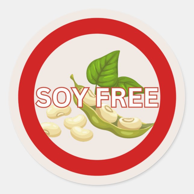Soy Free Food Allergy Alert Classic Sticker (Front)