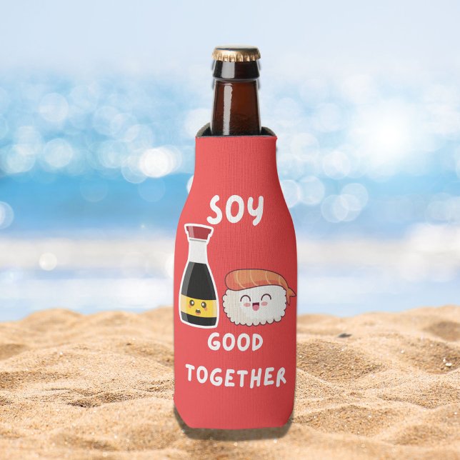 Soy Good Together Funny Asian Food Pun  Bottle Cooler (Creator Uploaded)