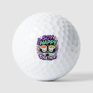 Soy Happy Together – Cute Kawaii Sushi Couple Golf Balls