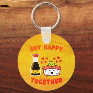 Soy Happy Together Cute Soy Sauce Pun Key Ring