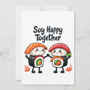 Soy happy together Sushi Kawaii Japanese Food Holiday Card