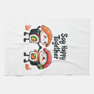 Soy happy together Sushi Kawaii Japanese Food Tea Towel