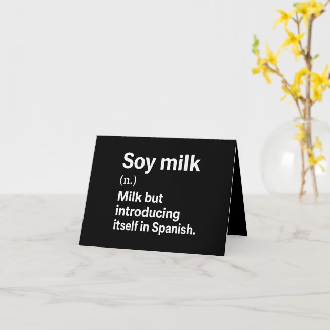 Soy Milk Spanish Intro Pun Greeting Card (Yellow Flower)