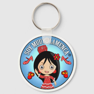 Soy Muuy Flamenca: Morena y Traje Gitana Rojo Key Ring