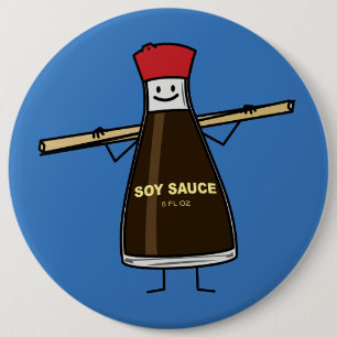 Soy Sauce Bottle condiment Asian chopsticks 6 Cm Round Badge