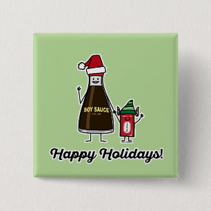 Soy Sauce Bottle Packet kid child Christmas Santa 15 Cm Square Badge