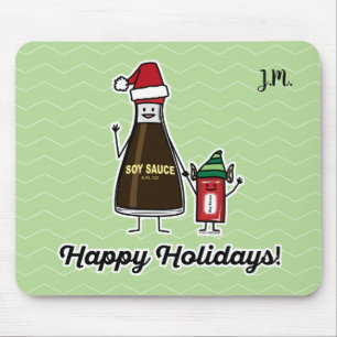 Soy Sauce Bottle Packet kid child Christmas Santa Mouse Pad