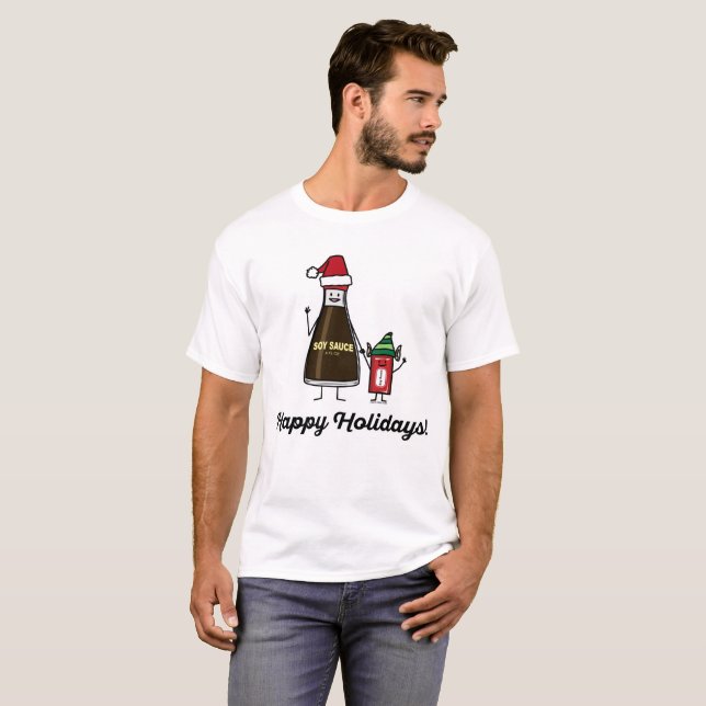 Soy Sauce Bottle Packet kid child Christmas Santa T-Shirt (Front Full)