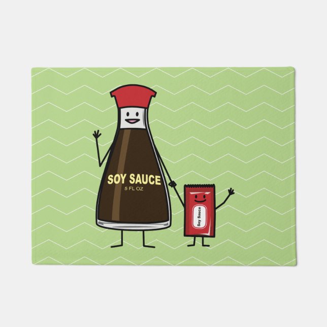 Soy Sauce Bottle Packet kid child condiment Asian Doormat (Front)