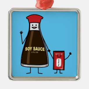 Soy Sauce Bottle Packet kid child condiment Asian Metal Ornament