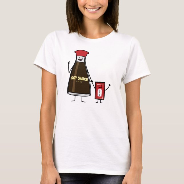 Soy Sauce Bottle Packet kid child condiment Asian T-Shirt (Front)