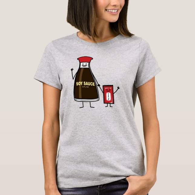 Soy Sauce Bottle Packet kid child condiment Asian T-Shirt (Front)