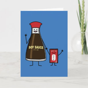 Soy Sauce Bottle Packet kid child condiment Asian Thank You Card